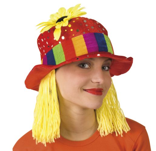 Roter Hut mit Blume und Haaren, 1 St.  - VE 6