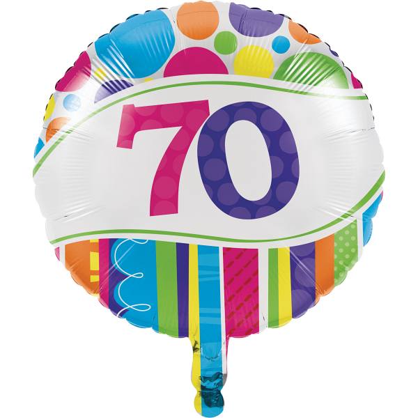 Folienballon Bunte Runde Zahl 70, 1 St. - VE 10