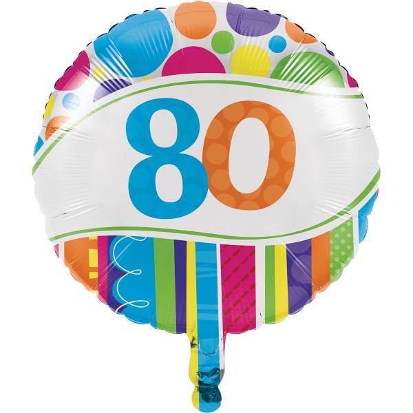 Folienballon Bunte Runde Zahl 80, 1 St. - VE 10