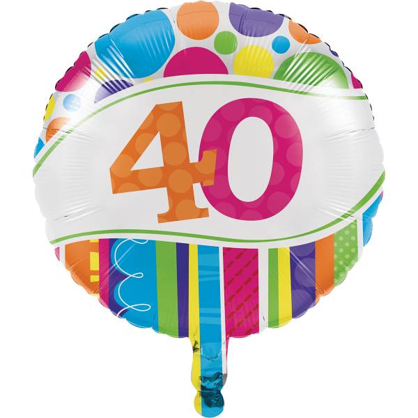 Folienballon Bunte Runde Zahl 40, 1 St. - VE 10