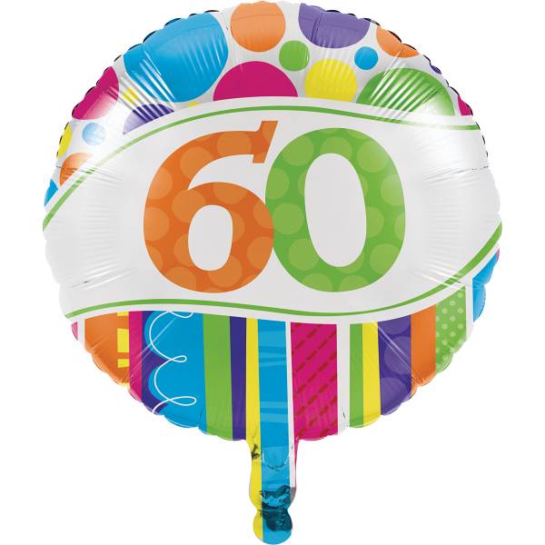 Folienballon Bunte Runde Zahl 60, 1 St. - VE 10