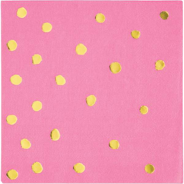 Servietten klein pink Goldfoliendruck Punkte, 16 St. - VE 12