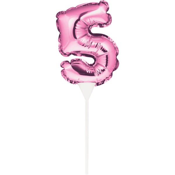 Kuchenpicker Folienballon Pink Zahl 5, 1 St. - VE 12