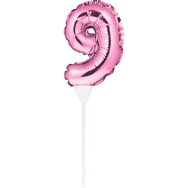 Kuchenpicker Folienballon Pink Zahl 9, 1 St. - VE 12