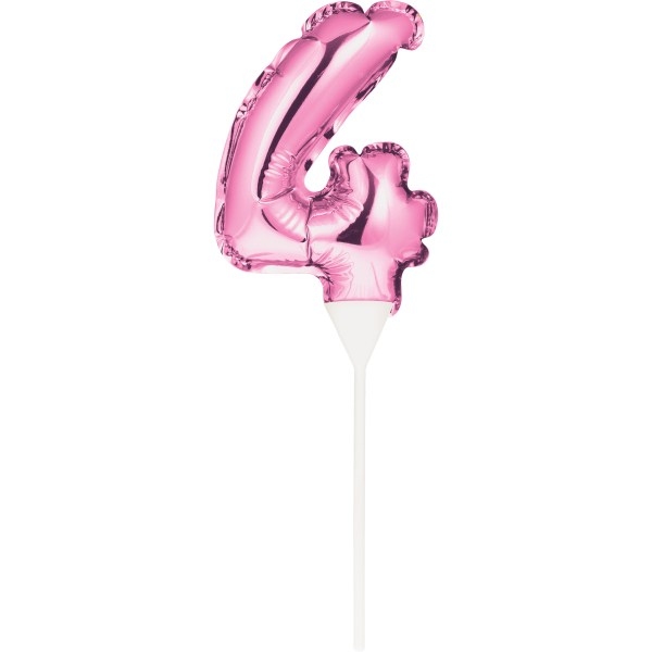 Kuchenpicker Folienballon Pink Zahl 4, 1 St. - VE 12