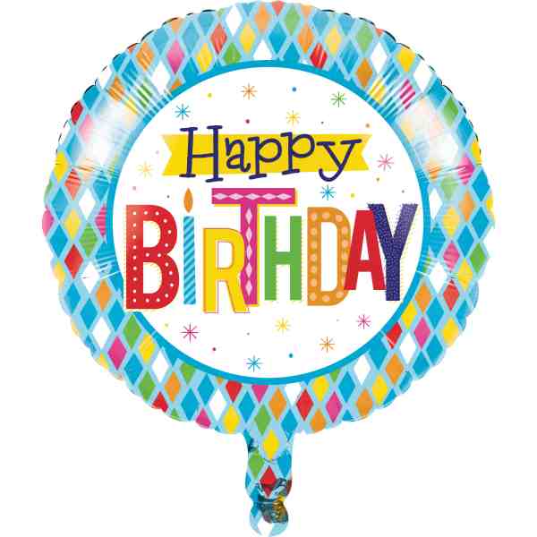 Folienballon Happy Birthday Harlekin, 1 St. - VE 10