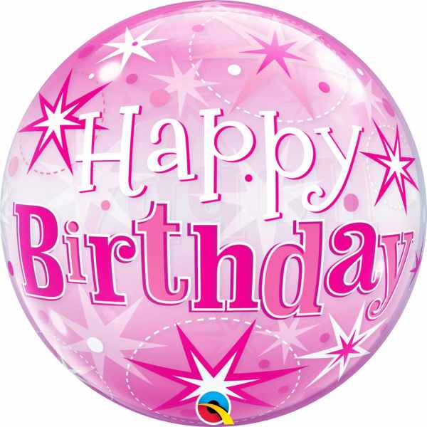 Bubble Ballon Pink Happy Birthday, 1 St. - VE 5