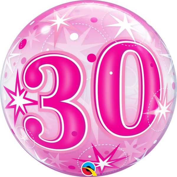 Bubble Ballon Pink Zahl 30, 1 St. - VE 5