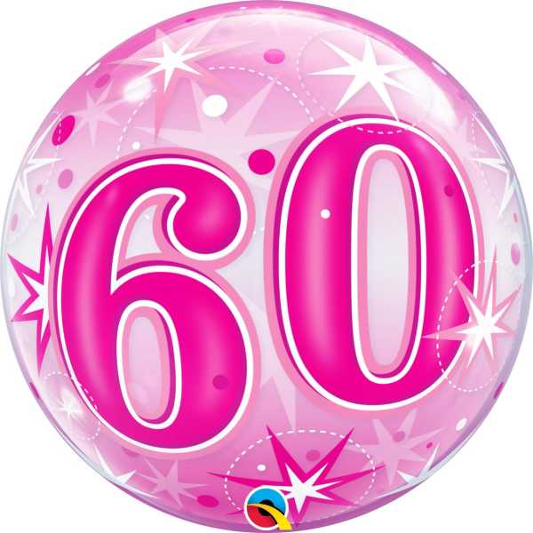 Bubble Ballon Pink Zahl 60, 1 St. - VE 5