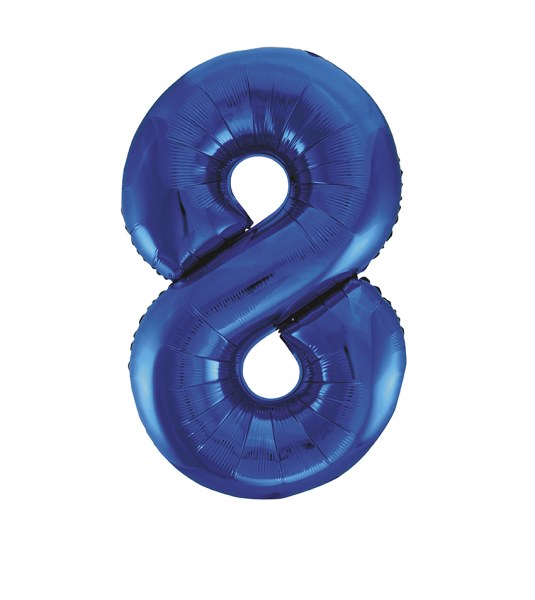 Folienballon Blau Zahl 8, 1 St.-  VE 5