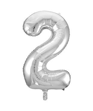 Folienballon Silber Zahl 2, 1 St.-  VE 5