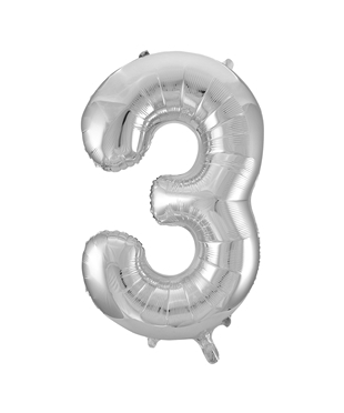Folienballon Silber Zahl 3, 1 St.-  VE 5