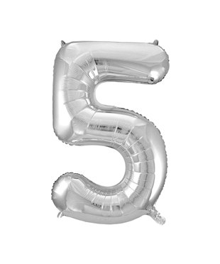 Folienballon Silber Zahl 5, 1 St.-  VE 5