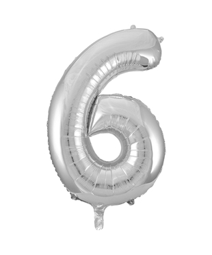 Folienballon Silber Zahl 6, 1 St.-  VE 5
