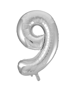 Folienballon Silber Zahl 9, 1 St.-  VE 5