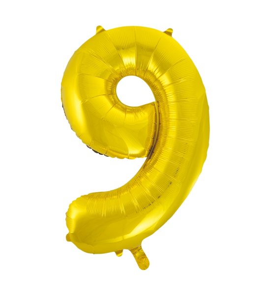 Folienballon Gold Zahl 9, 1 St.-  VE 5