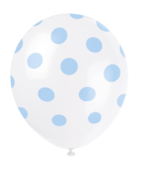 Luftballon Punkte hellblau, 6 St. - VE 12