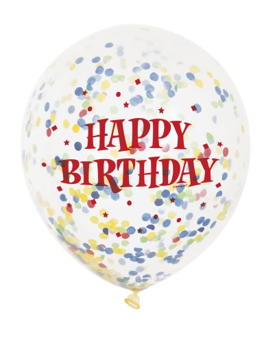 Luftballons mit Konfetti Happy Birthday, 6 St. - VE 12