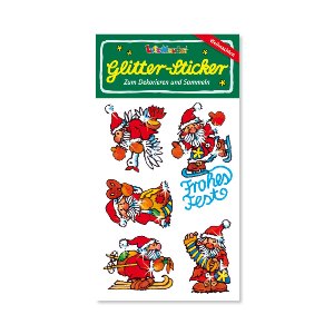 Glitter-Sticker Weihnachten, 1 Bogen - VE 20