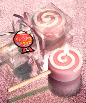 Gastgeschenk Baby Kerze Lolli, rosa - VE 12
