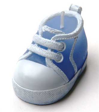 Gastgeschenk Baby Kerze Sneaker blau - VE 12