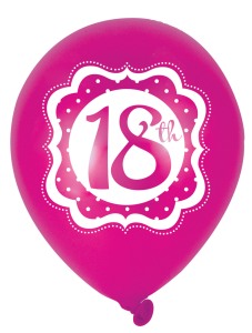 Luftballons Perfectly Pink 18. Geburtstag, 6 St. - VE 12