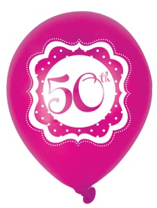 Luftballons Perfectly Pink 50. Geburtstag, 6 St. - VE 12