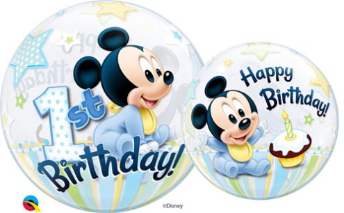 Bubble Ballon Mickey 1st Birthday, 1 St. - VE 5