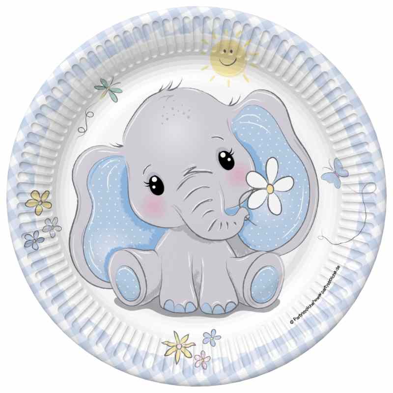 Teller Baby Elefant blau, 8 St. - VE 12