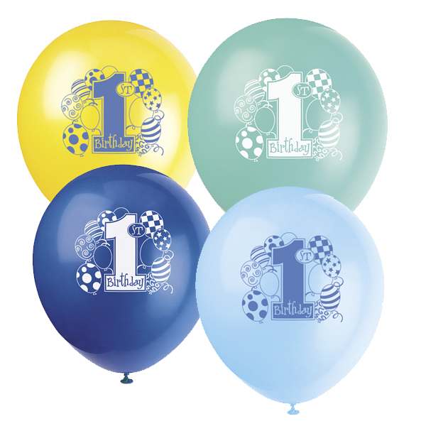 Luftballon 1. Geburtstag Junge, 8 St. - VE 12