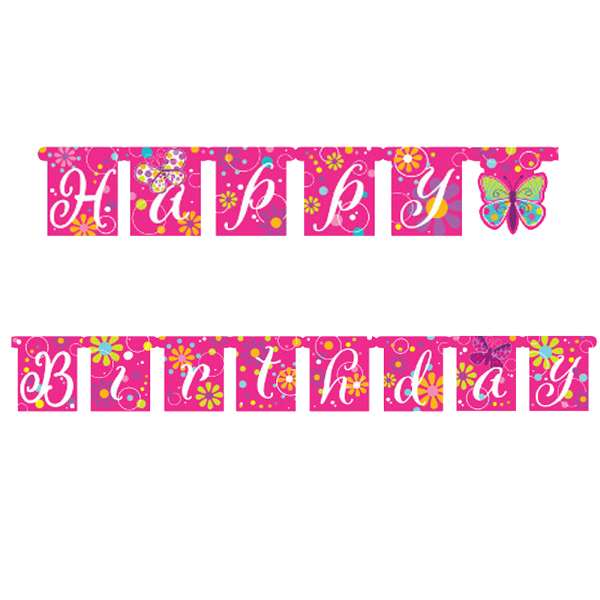 Buchstabengirlande Pink Schmetterling, 1 St.  - VE 12