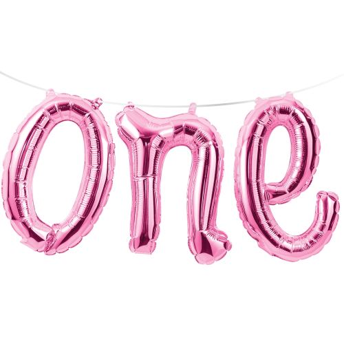 Folienballon-Buchstaben-Set One pink, 1 St. - VE 12