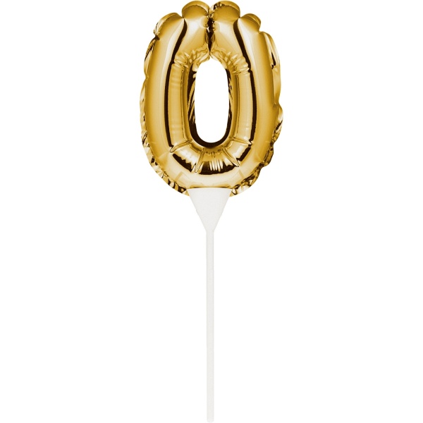 Kuchenpicker Folienballon Gold Zahl 0, 1 St. - VE 12