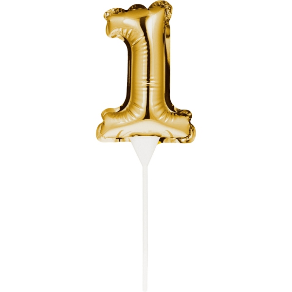 Kuchenpicker Folienballon Zahl 1, gold, 1 tlg. - VE 12