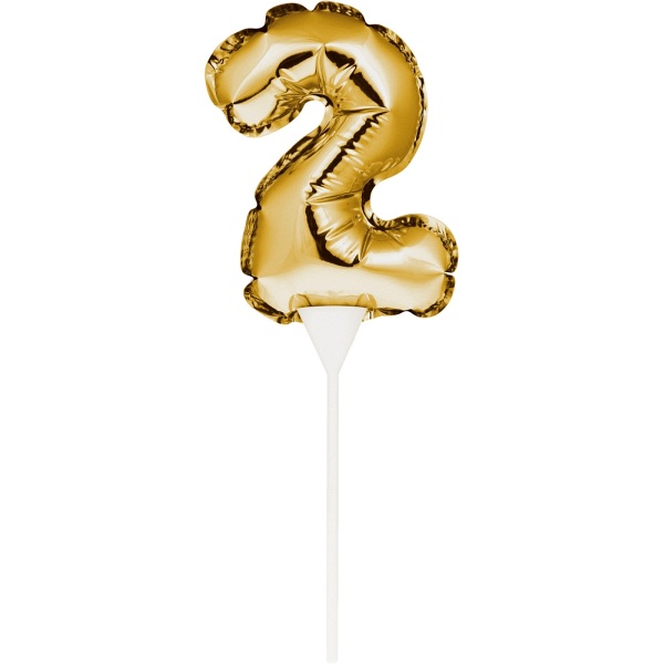 Kuchenpicker Folienballon Zahl 2, gold, 1 tlg. - VE 12
