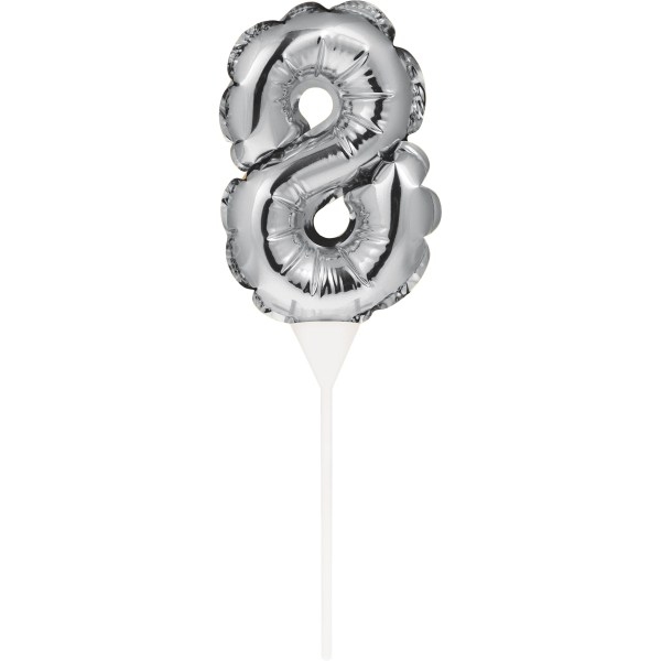 Kuchenpicker Folienballon Silber Zahl 8, 1 St. - VE 12