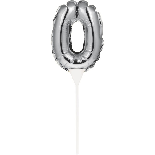 Kuchenpicker Folienballon Silber Zahl 0, 1 St. - VE 12