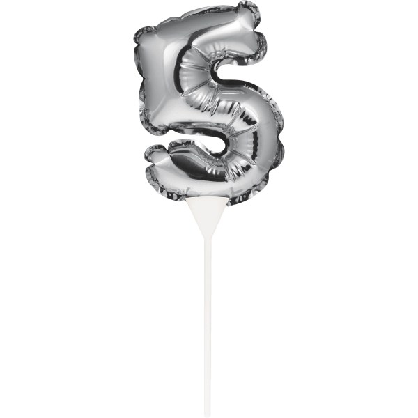 Kuchenpicker Folienballon Silber Zahl 5, 1 St. - VE 12
