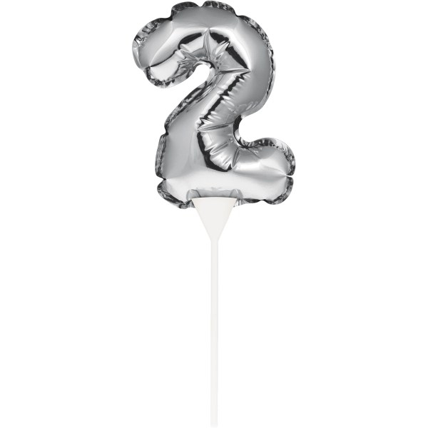 Kuchenpicker Folienballon Silber Zahl 2, 1 St. - VE 12