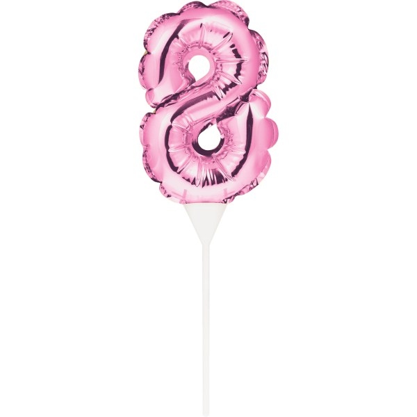 Kuchenpicker Folienballon Pink Zahl 8, 1 St. - VE 12