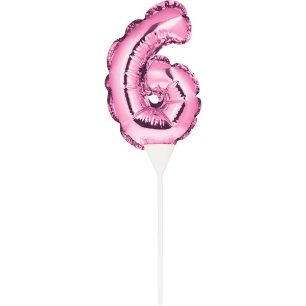 Kuchenpicker Folienballon Pink Zahl 6, 1 St. - VE 12