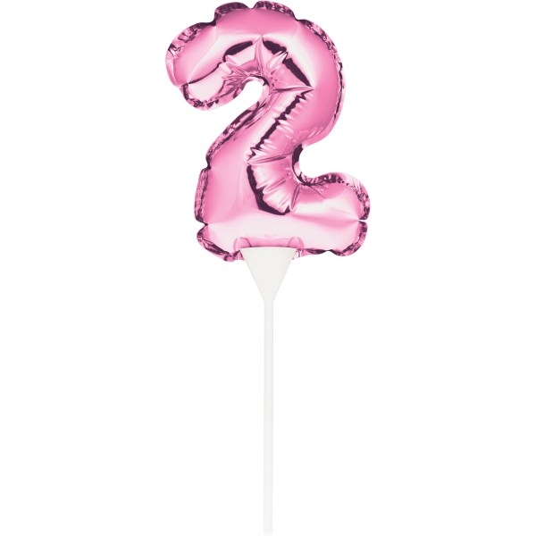 Kuchenpicker Folienballon Pink Zahl 2, 1 St. - VE 12