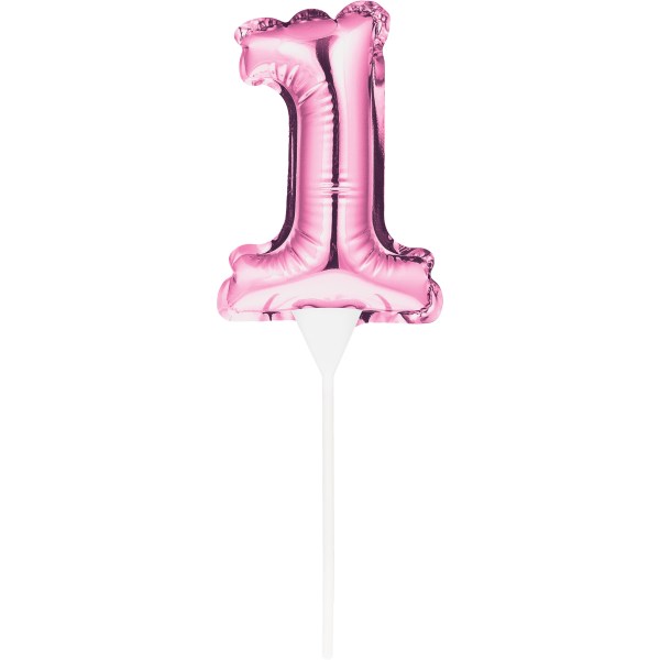 Kuchenpicker Folienballon Pink Zahl 1, 1 St. - VE 12