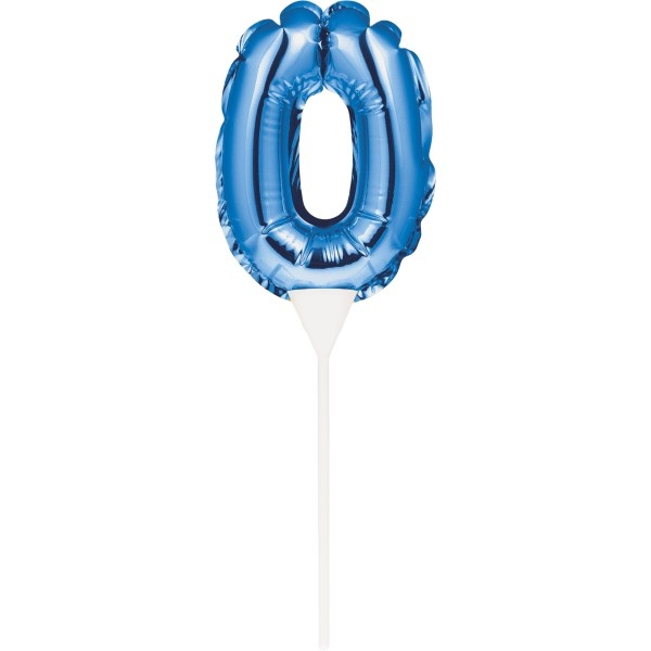 Kuchenpicker Folienballon Blau Zahl 0, 1 St. - VE 12
