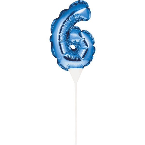 Kuchenpicker Folienballon Blau Zahl 6, 1 St. - VE 12