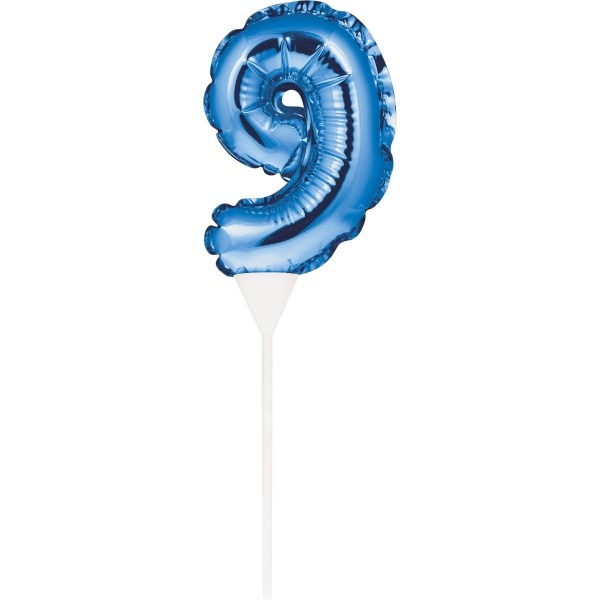Kuchenpicker Folienballon Blau Zahl 9, 1 St. - VE 12