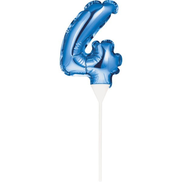Kuchenpicker Folienballon Blau Zahl 4, 1 St. - VE 12