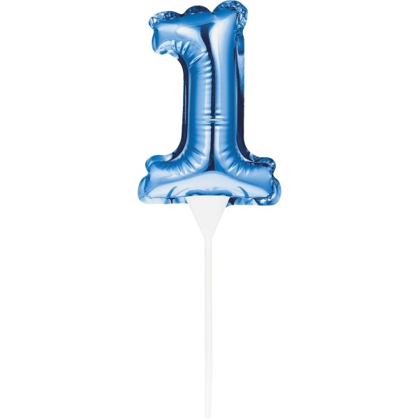 Kuchenpicker Folienballon Blau Zahl 1, 1 St. - VE 12