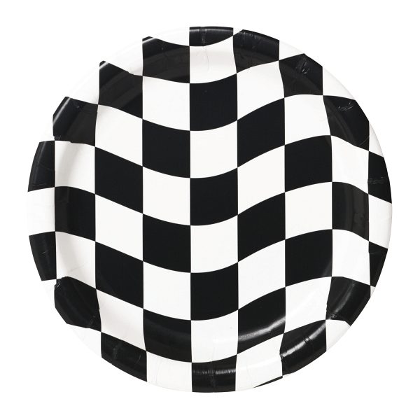 Teller Autorennen Black & White Check, 8 St. - VE 12
