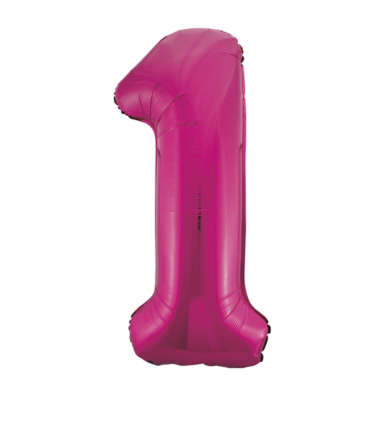 Folienballon Pink Zahl 1, 1 St.-  VE 5